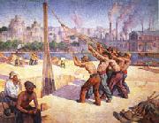 Maximilien Luce The Pile Drivers oil painting on canvas